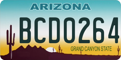 AZ license plate BCD0264