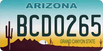 AZ license plate BCD0265