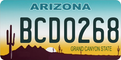 AZ license plate BCD0268