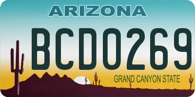 AZ license plate BCD0269