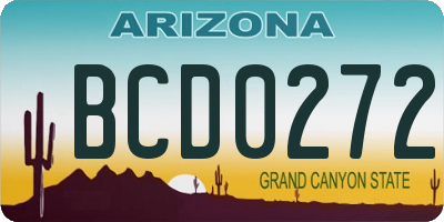 AZ license plate BCD0272