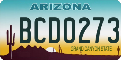 AZ license plate BCD0273