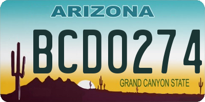 AZ license plate BCD0274