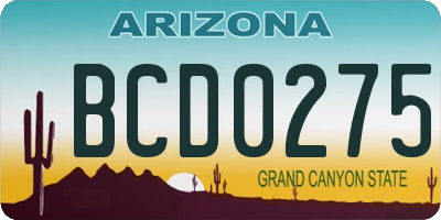 AZ license plate BCD0275