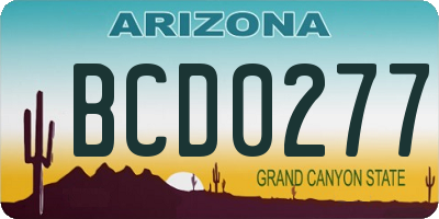 AZ license plate BCD0277