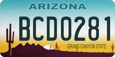 AZ license plate BCD0281