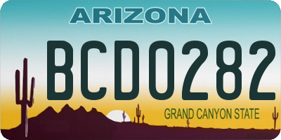 AZ license plate BCD0282