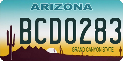 AZ license plate BCD0283