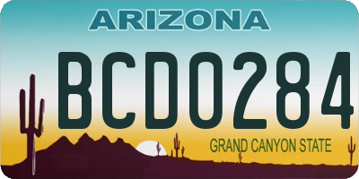 AZ license plate BCD0284