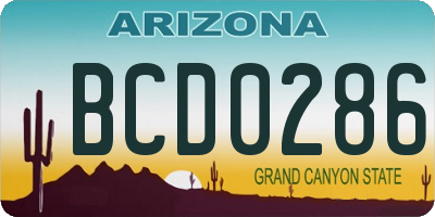 AZ license plate BCD0286