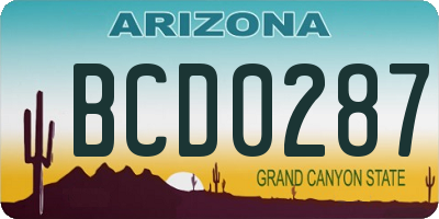 AZ license plate BCD0287