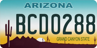 AZ license plate BCD0288