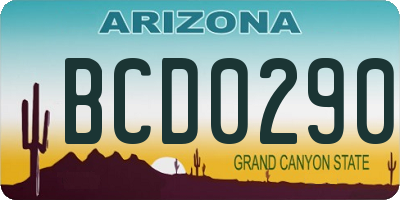 AZ license plate BCD0290