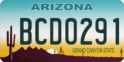 AZ license plate BCD0291