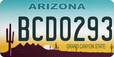 AZ license plate BCD0293