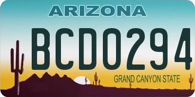 AZ license plate BCD0294