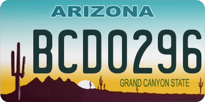 AZ license plate BCD0296