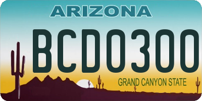 AZ license plate BCD0300