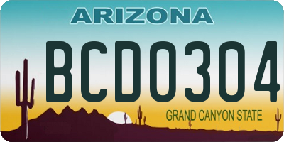 AZ license plate BCD0304