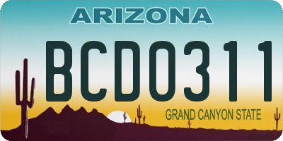 AZ license plate BCD0311