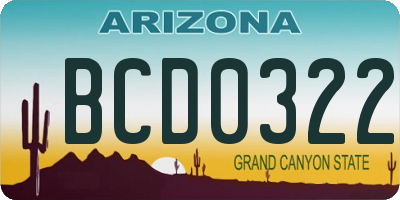 AZ license plate BCD0322