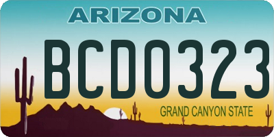 AZ license plate BCD0323