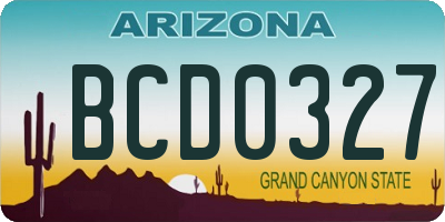 AZ license plate BCD0327