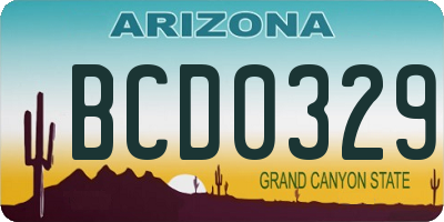 AZ license plate BCD0329