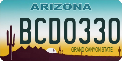 AZ license plate BCD0330