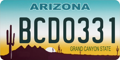 AZ license plate BCD0331