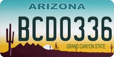 AZ license plate BCD0336