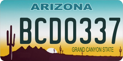 AZ license plate BCD0337