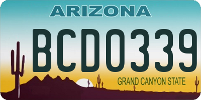 AZ license plate BCD0339