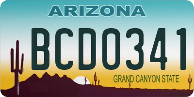 AZ license plate BCD0341