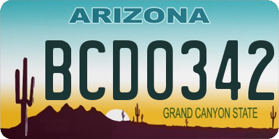 AZ license plate BCD0342