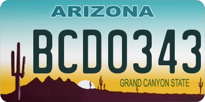 AZ license plate BCD0343