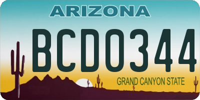 AZ license plate BCD0344