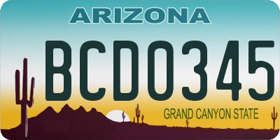 AZ license plate BCD0345