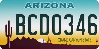 AZ license plate BCD0346