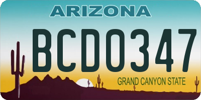 AZ license plate BCD0347