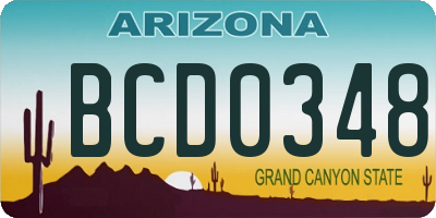 AZ license plate BCD0348