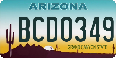 AZ license plate BCD0349