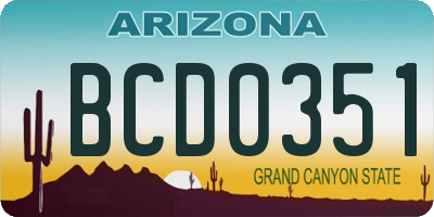 AZ license plate BCD0351