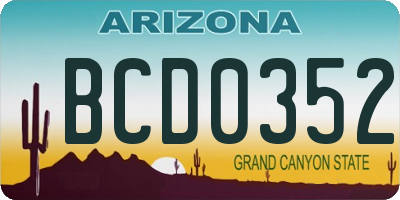 AZ license plate BCD0352