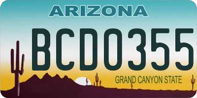 AZ license plate BCD0355