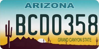 AZ license plate BCD0358