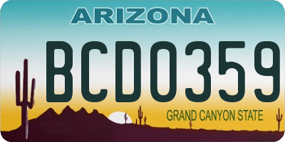 AZ license plate BCD0359