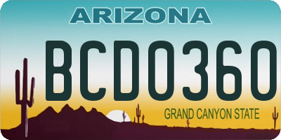 AZ license plate BCD0360