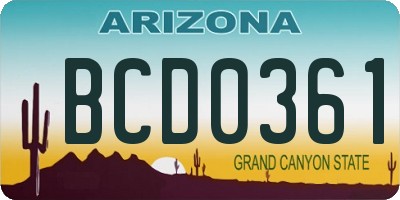 AZ license plate BCD0361