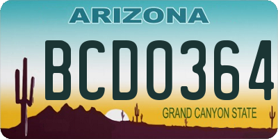 AZ license plate BCD0364